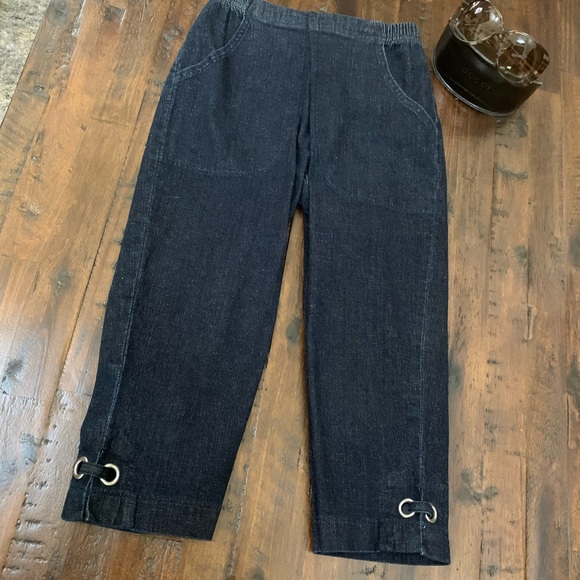 New Denim Pull On Capris Silver Hardware Sz 6P - Picture 7 of 9